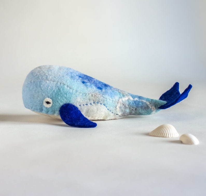 Big Whale Seamus, Art Toy, Handmade stuffed toy, Sea Toy, Whale felt toy, ocean whale plush, Soft toy. Humpback Whale. READY TO SHIP image 5