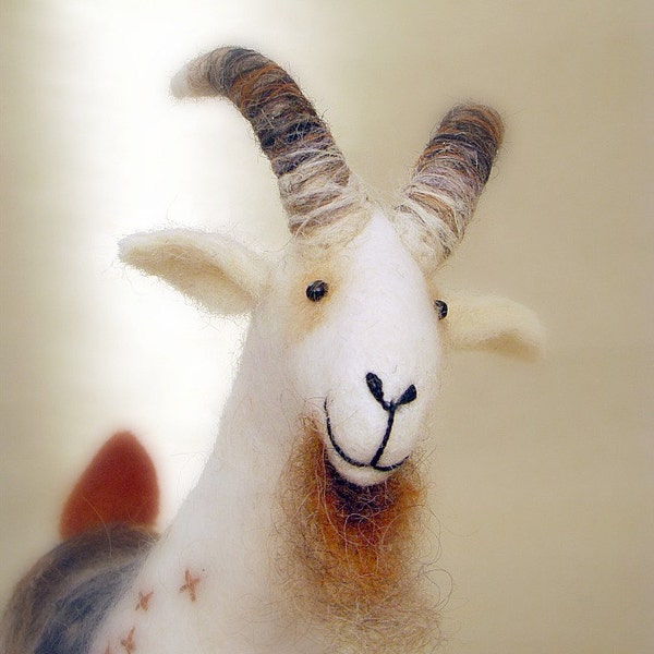 Gerhard -  Felt Goat. Felted Animal, Art Marionette, Puppet, Stuffed Animals. Felted Toy.  MADE TO ORDER