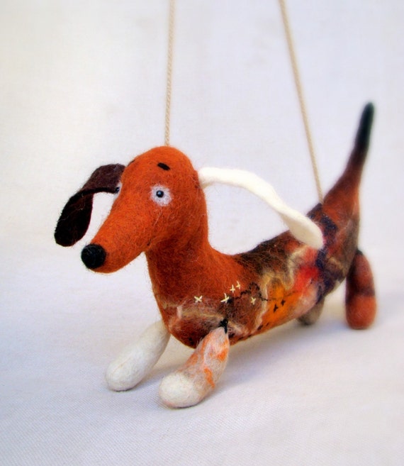 Items similar to Franklin Felt Dachshund, Art Puppet, Lovely Dog