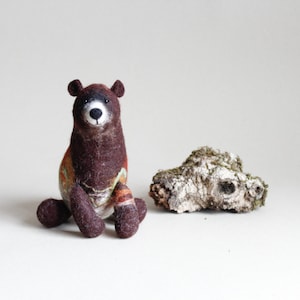 Felt  Bear - Grisha. Art Toy, Grizzly bear   Woodland  Stuffed  Animal Felted Toys animals. brown, green. RESERVED for Kathleen.