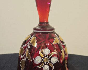 Vintage Fenton Hand Painted Ruby Bell