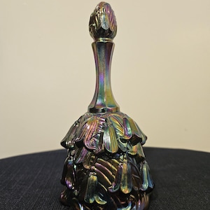 Vintage Fenton Amethyst Carnival Glass Bell - Lilly of the Valley