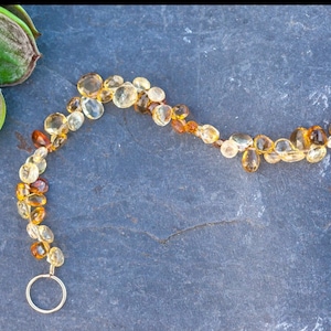 Golden Citrine gemstone cluster bracelet on gold vermeil