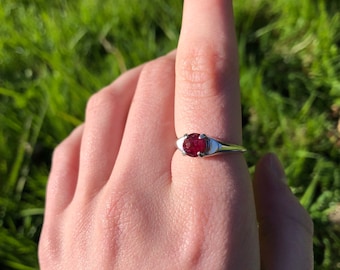 Pink sapphire sterling silver dainty gemstone made ring