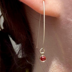 Sapphire and SOLID 10kt gold dangle drop pink gemstone earrings