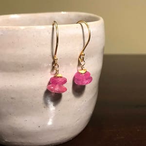 Sparkling pink sapphires delicate gemstone dangle earrings (gold vermeil or sterling silver)