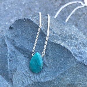 Simple turquoise delicate gemstone necklace sterling silver or gold vermeil