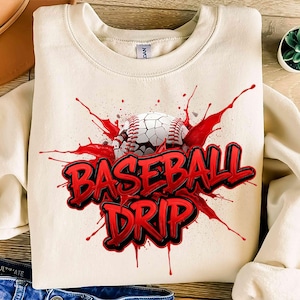 Dripping Baseball PNG | Bold Baseball Sublimation, Baseball Drip Design,Sports PNG, Cool Baseball Graphic, Baseball Shirt PNG, Game Day Art