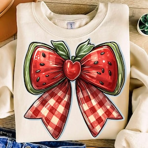 Watermelon Bow PNG - Summer Fruit Bow Graphic for Sublimation png, Cute Watermelon Hair Bow Art png