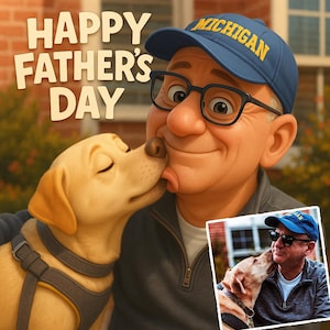 Father’s Day Custom Pixar Style Portrait from Photo – Personalized 3D Cartoon Dad Gift, Family & Pet Digital Portrait(digital download)