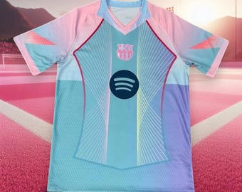 Barcelona Fotbollströja Flerfärgad Blå - 2025, handgjord