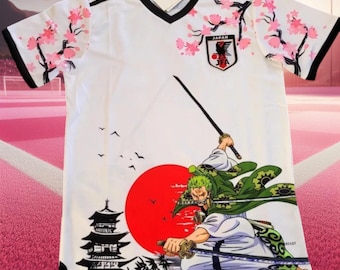 Camiseta de fútbol de Zoro Sakura de Japón - Equipación deportiva de anime samurái