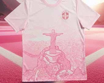 Pinkes Brasilien-Stadt-Skyline-Trikot - Rio-Landschaft-Fußballtrikot