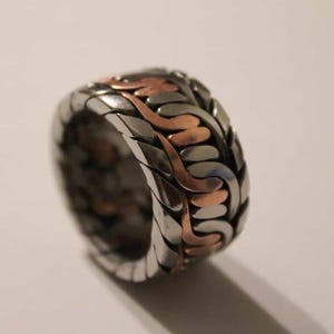 Handcrafted Welder's Ring - braided copper and stainless steel ring image 1