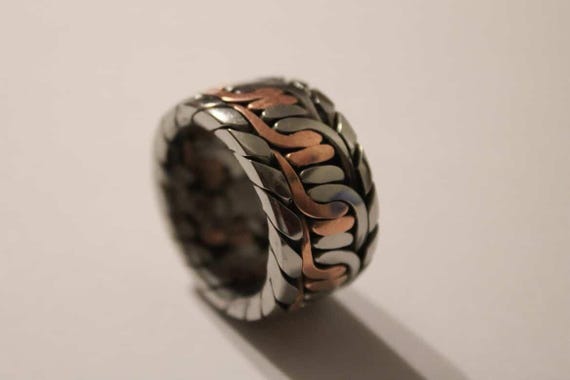 Handcrafted Welder's Ring - braided copper and stainless steel ring