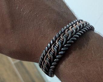 Hand Forged Copper & Stainless Steel Braided Bracelet