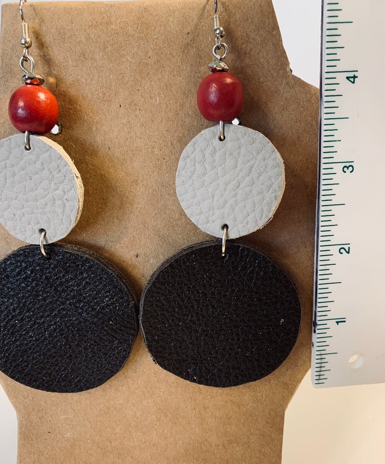 Circles Leather Shapes Earrings image 2