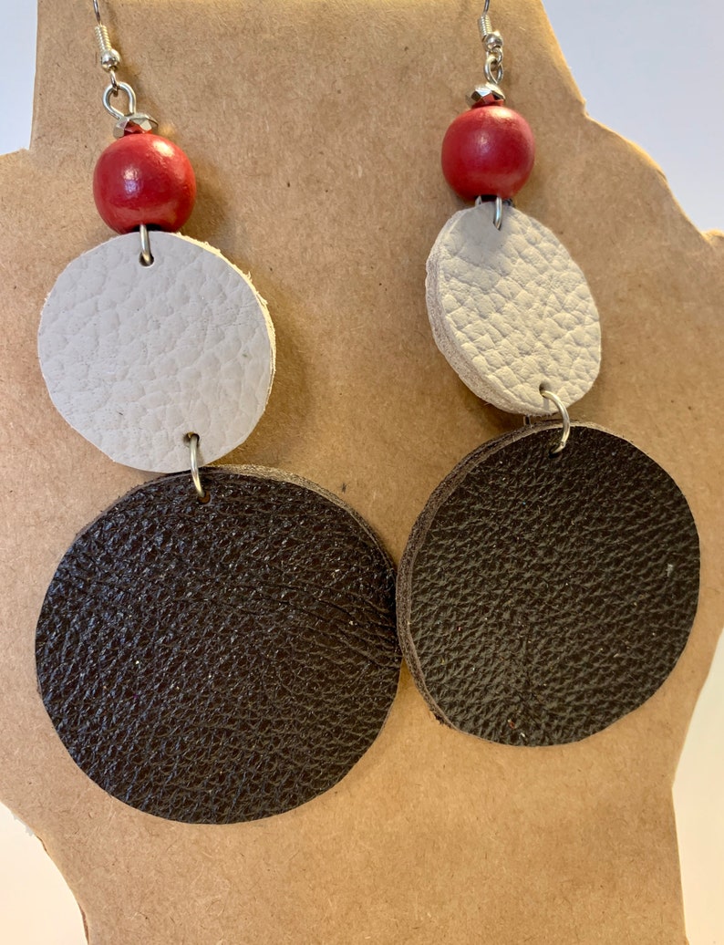 Circles Leather Shapes Earrings image 3