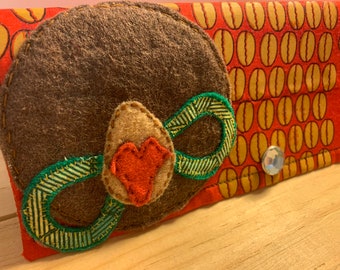 Ankara Fabric Clutch with Sassy Lady Emblem