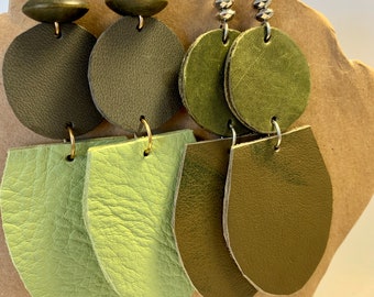 Half Oval Leather Shapes Earrings