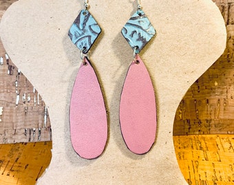 Diamond Teardrops Leather Shapes Earrings