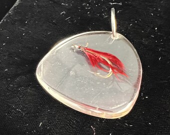Vintage Lucite Encased Red Fishing Lure