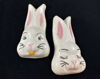 Mid-Century Pair of Bunnies Wall Plaques Decor