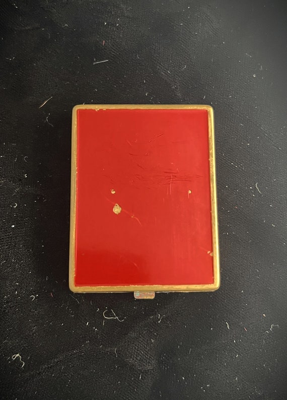 Vintage Art Deco Rectangle Gold Tone Compact with 