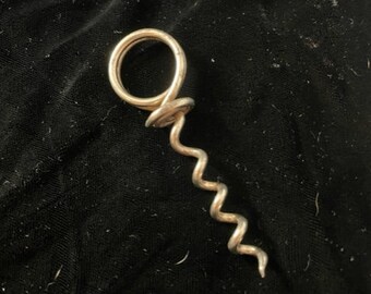 1920s Antique Cork Screw Finger Ring Metal Wine Bottle Opener Rare Primitive Antique