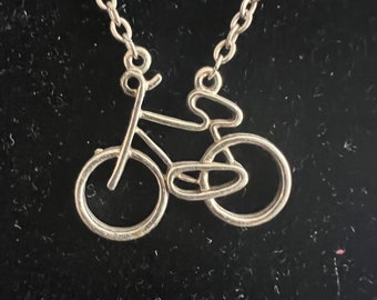 Vintage Silver Tone Bicycle Necklace