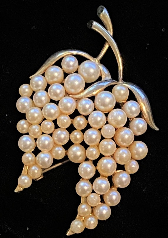 Vintage MARVELLA  Signed Pearl Grape Bunch 24k GP… - image 3