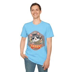 Cat Ramen Lover T-Shirt, Cute Kitty Noodle Tee, Feline Foodie Shirt, Funny Animal Graphic Top, Kawaii Japanese Cuisine Gift