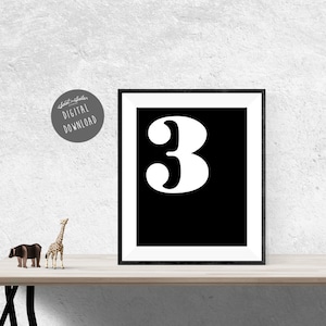 Number Three Digital Download  To be used to print your own Photo Print or Canvas kids Wall art Printable wall art