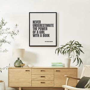 Impresión con cita de RBG, Chica con libro, Ruth Bader Ginsburg, lienzo o sin marco