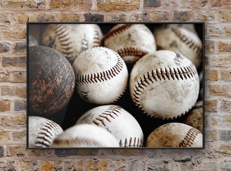 Vintage Baseball Print, Baseball pile-Baseball wall art-Baseball Gifts-Vintage Spirts decor image 4