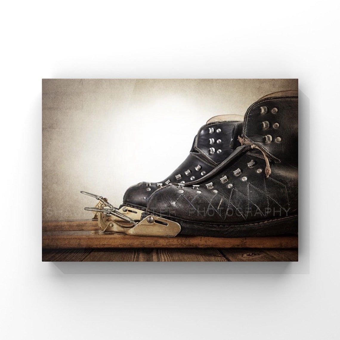 Vintage Ski Boots in Skis Photo Print Wall Decor Wall Art | Etsy
