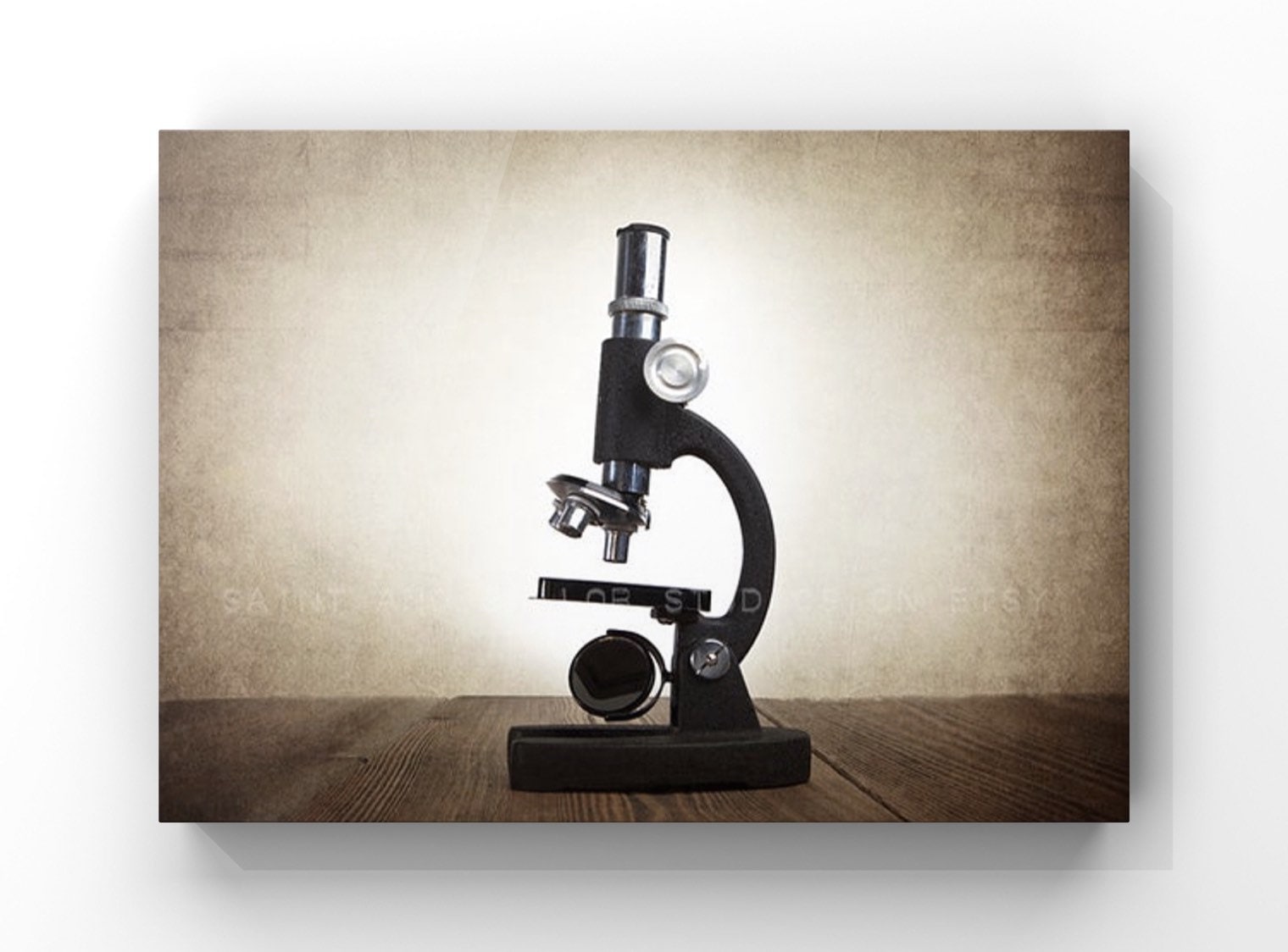 Microscope Statue Vintage Microscope Art Print, Science Classroom Decor, Antique Wall Art ...