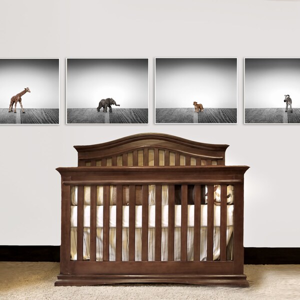 Nursery Decor, Baby animal art, Baby room ideas, Safari animals in Grey Tones, Set of Four Prints