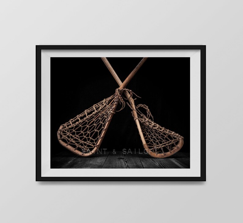 Vintage Lacrosse Sticks Upside Down Clasic Black Photo Print, Sports Decor, Vintage LAX, Lacrosse Art image 3