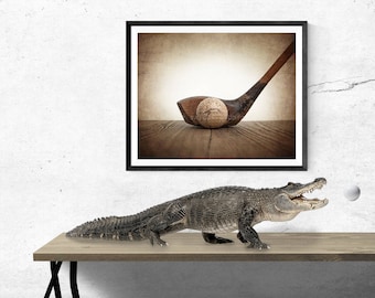 Vintage Golf Wood and Ball Photo Print, 1920s Wall Art