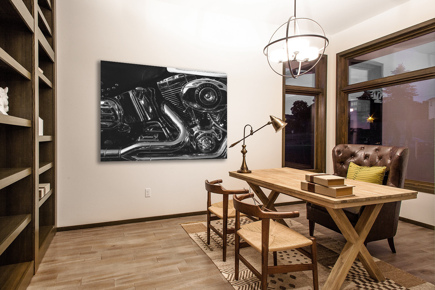 Harley Heritage Softail Engine Close up Black and White Fine Art