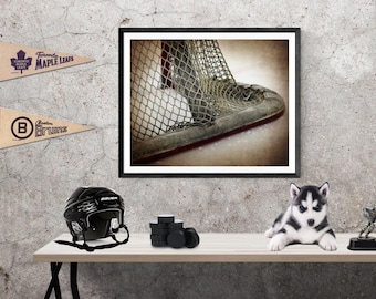 Hockey Goal Corner Art Print, Boys Room Sports Decor