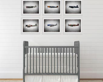 Vintage WWII F4 Corsair Photo Print, Boys Nursery Decor