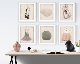 Set of Six Ballet Inspired  Art Prints, Girls Wall Art,  Girls Ballet Decor,  Girls Nursery Art