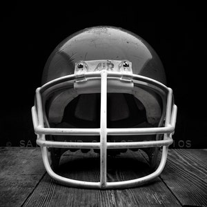 Vintage Black Football Helmet Facing on Classic Black Photo print, Boys Room decor, Boys Nursery Ideas, Sports art, Sport Prints, Man Cave