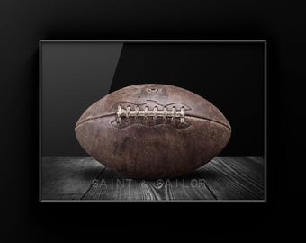 Vintage Football Photo Print, Black on Black, Sports Wall Art