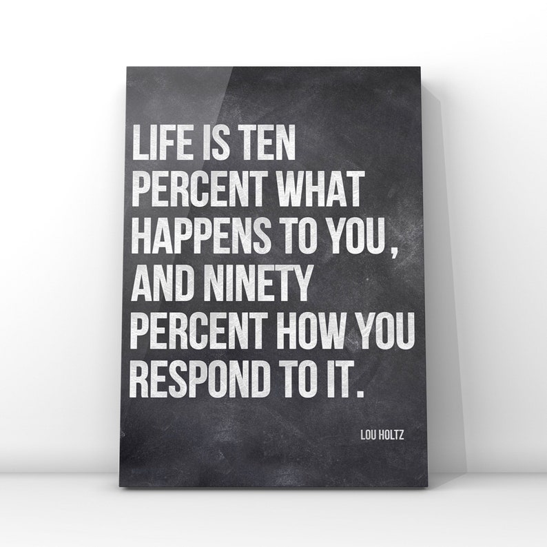 Lou Holz Quote, Life is 10 Percent what happens to you and 90 Percent how you respond, Canvas or Unframed Print Sports Quotes image 6