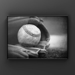 Vintage Baseball in Glove Photo Print, Baseball Nursery Art image 8