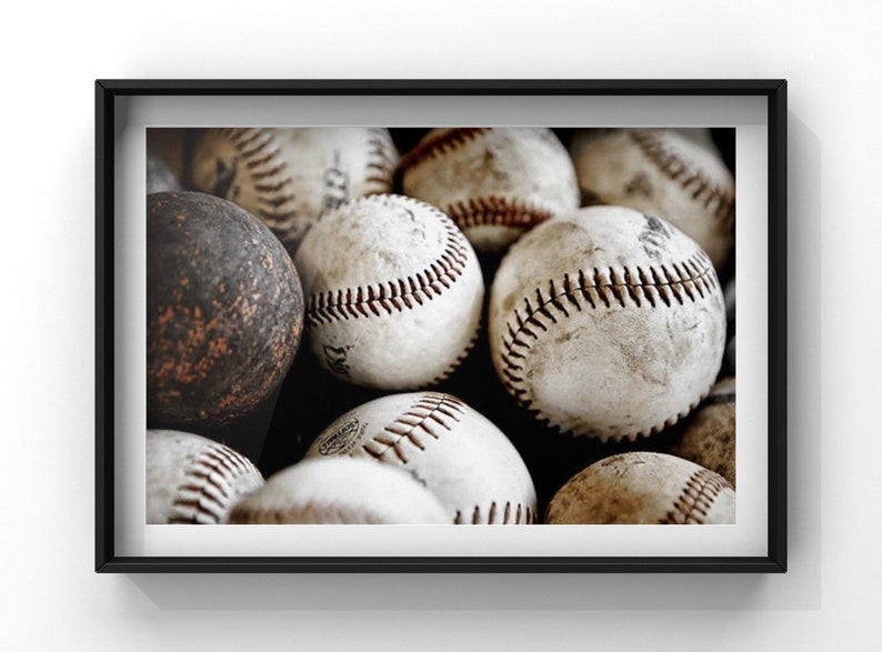 Vintage Baseball Print, Baseball pile-Baseball wall art-Baseball Gifts-Vintage Spirts decor image 5
