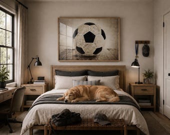 Vintage Soccer Ball Photo Print, Sports Nursery Art